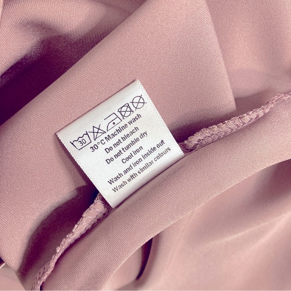 Flounce London Satin Sleeveless V-Neck Mini Slip Dress In Blush Pink - Size 10 - Picture 6 of 8